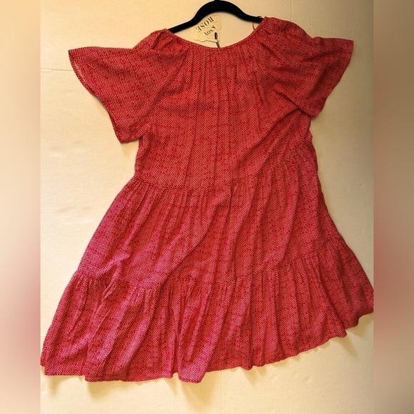 Knox Rose short sleeve Shift Tiered Dress Bonefire red Size Small NWT D16 - Picture 5 of 10